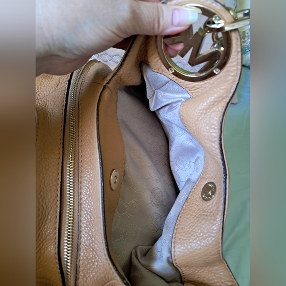 Michael Kors Caramel Colored Fulton Large Leather Shoulder Bag - Picture 10 of 16